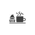 Cup of coffee and muffin cake vector icon Royalty Free Stock Photo