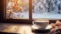 Cup of coffee near the window