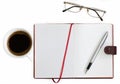 Cup of coffee notebook glasses