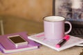 Cup of coffee and notebook Royalty Free Stock Photo