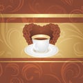 Cup of coffee on the ornamental background Royalty Free Stock Photo