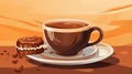 a cup of coffee and a piece of cake on a table Royalty Free Stock Photo