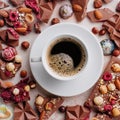 Cup of coffee with pieces of milk chocolate Royalty Free Stock Photo