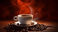 Cup of Coffee on Pile of Coffee Beans Royalty Free Stock Photo