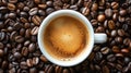 Cup of Coffee on Pile of Coffee Beans Royalty Free Stock Photo