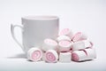 Cup Of Coffee and pink marshmallow Royalty Free Stock Photo