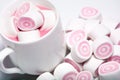 Cup Of Coffee and pink marshmallow Royalty Free Stock Photo