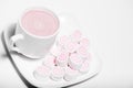 Cup Of Coffee and pink marshmallow Royalty Free Stock Photo