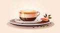 a cup of coffee on a plate with coffee beans and chocolate Royalty Free Stock Photo