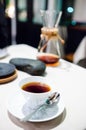 Cup of coffee prepared with a Chemex coffee maker Royalty Free Stock Photo