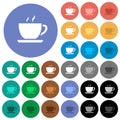 Cup of coffee round flat multi colored icons