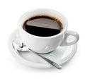 Cup of coffee on saucer with spoon Royalty Free Stock Photo