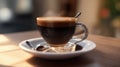 A Cup Of Coffee On A Saucer With A Spoon Royalty Free Stock Photo