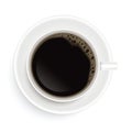 A Cup of Coffee and saucer, top view, realistic vector on white background Royalty Free Stock Photo