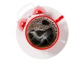 Cup of coffee in the shape of an alarm clock, 3d render Royalty Free Stock Photo