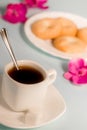 A cup of coffee with shortbread cookies