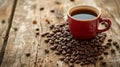 Coffee Cup on Pile of Coffee Beans Royalty Free Stock Photo