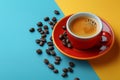 A Cup of Coffee Surrounded by Coffee Beans. Generative AI Royalty Free Stock Photo