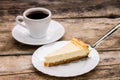Cup of coffee with slice of cheesecake