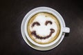 the cup of coffee with smile on the table. Smile. Be happy with coffe Royalty Free Stock Photo