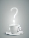 Cup of coffee with smoke in the form question marks Royalty Free Stock Photo