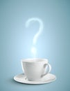 Cup of coffee with smoke in form question marks Royalty Free Stock Photo