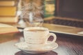 A cup of coffee and a smoke good morning at the office at work. Royalty Free Stock Photo