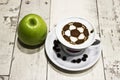 A cup of coffee with soccer ball Royalty Free Stock Photo