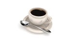 Cup of coffee with spoon over white