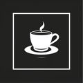 cup of coffee in a square, black and white logo, flat image, minimalism Royalty Free Stock Photo