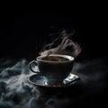 A cup of hot coffee or tea with steam coming out of it. AI generative image. Royalty Free Stock Photo