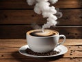 A Cup Of Coffee With Steam Coming Out Of It. Generative AI Royalty Free Stock Photo