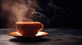 A cup of coffee with steam coming out from it on a table, AI Royalty Free Stock Photo