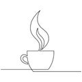 Cup of coffee, steam over Cup is drawn by one line on a white background. Single line drawing. Continuous line. Vector Royalty Free Stock Photo