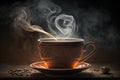 Cup of coffee steaming. Generative AI