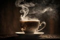 Cup of coffee steaming. Generative AI