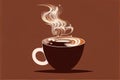 a cup of coffee with a steamy liquid coming out of it on a brown background with a shadow Royalty Free Stock Photo