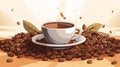 a cup of coffee surrounded by coffee beans Royalty Free Stock Photo