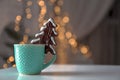 Cup of coffee with a sweet cookie Royalty Free Stock Photo