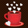 Cup coffee sweets heart shaped sugar cubes Royalty Free Stock Photo