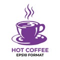 A cup of coffee symbol with billowing smoke. Coffee cup icon in EPS10 format with purple color. Editable icon. Royalty Free Stock Photo