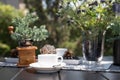 A cup of coffee on table in cafe