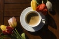 cup of coffee in the spring