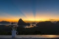 Cup with coffee on table over mountains landscape Royalty Free Stock Photo