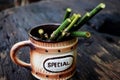 Cup of coffee on the table. Royalty Free Stock Photo