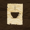 Cup of coffee or tea on crumpled paper Royalty Free Stock Photo