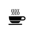 Cup of coffee tea hot drink black vector icon on white background icon Royalty Free Stock Photo