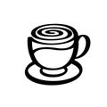 Cup of coffee or tea icon. Vector illustration with stylized cup of cappuccino for logo design