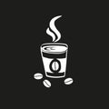 Cup of coffee or tea with steam thin line outline. Icon vector illustration