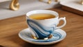 Cup of Coffee and Tea on Wooden Table with Spoon Royalty Free Stock Photo